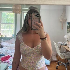 multicolor corset style top